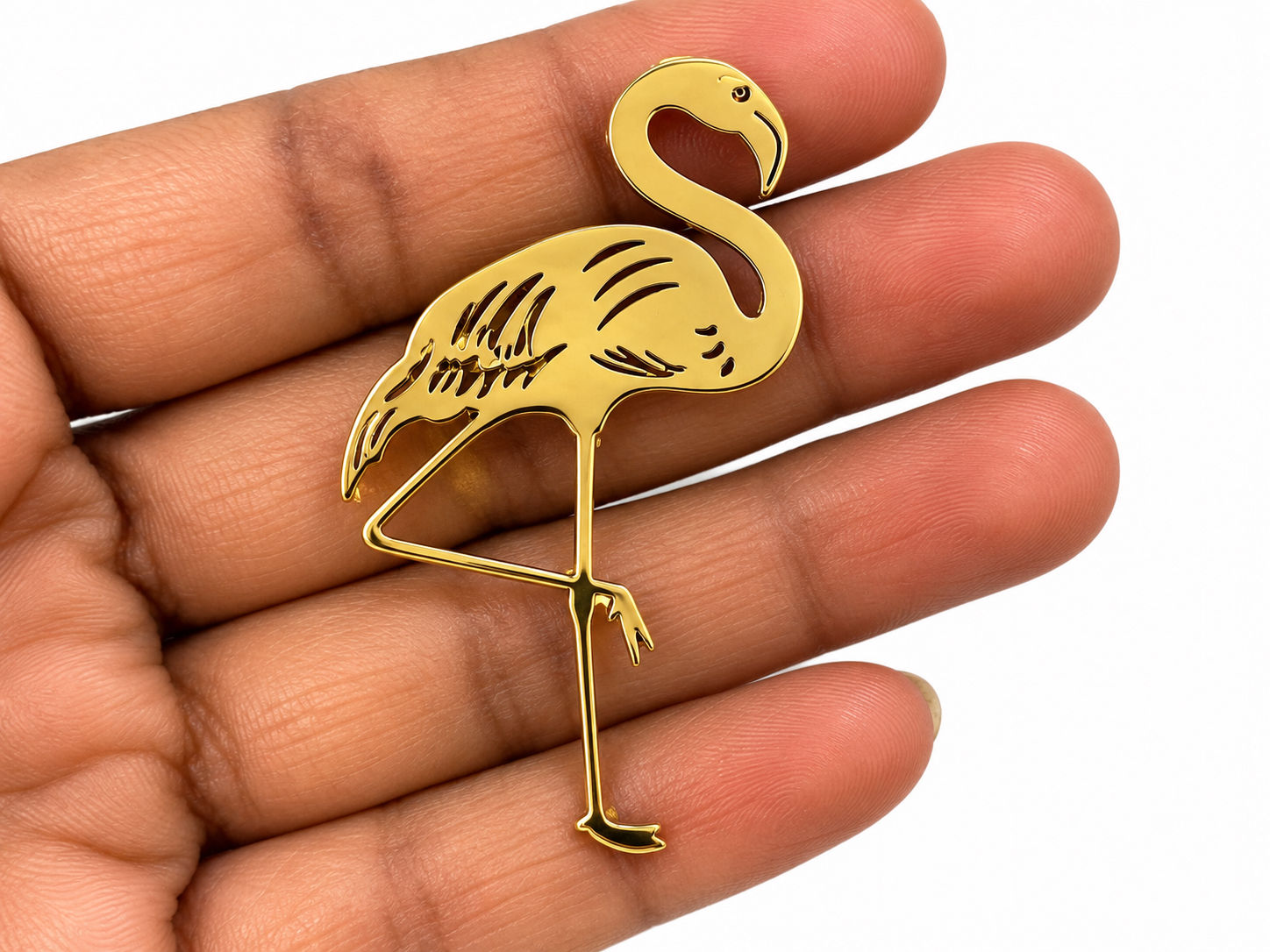 Golden Flamingo Silhouette Brooch