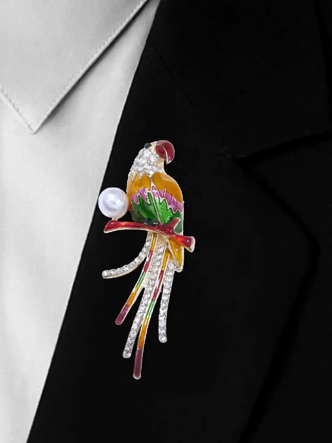 Tropical Parrot Enamel Brooch