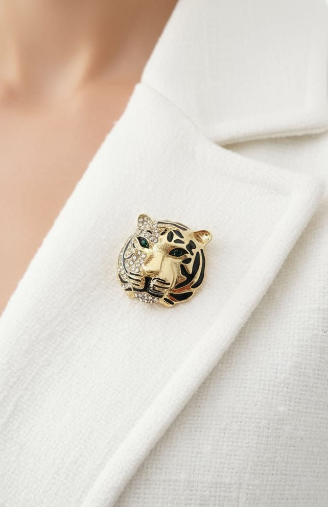 Majestic Tiger Crystal Brooch