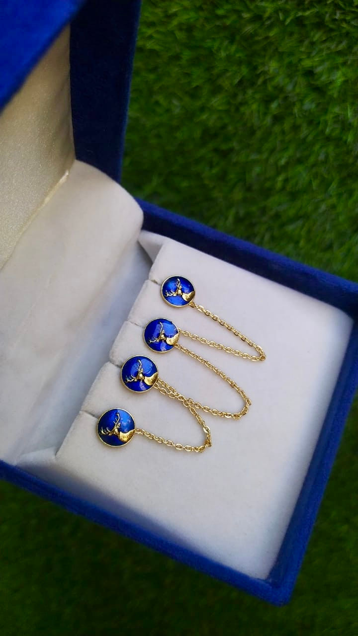 Stag blue kurta buttons