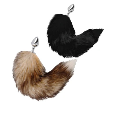 Darkness Butt Plug with Tail • סדרת הבסיס: באט פלאג מתכת עם זנב מפואר (2 גדלים)