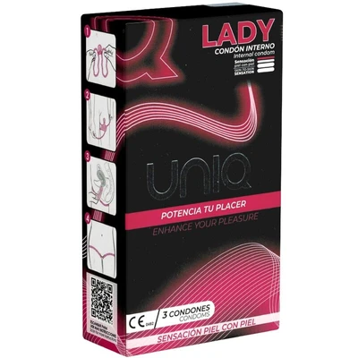 Uniq Lady Condom • יוניק ליידי ללא לטקס - 3 קונדומים - קונדום וגינלי עם "ביריות"