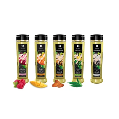 Shunga ORGANIC Erotic Oil • שונגה שמן עיסוי אירוטי אורגני: 240 מ"ל (5 טעמים)