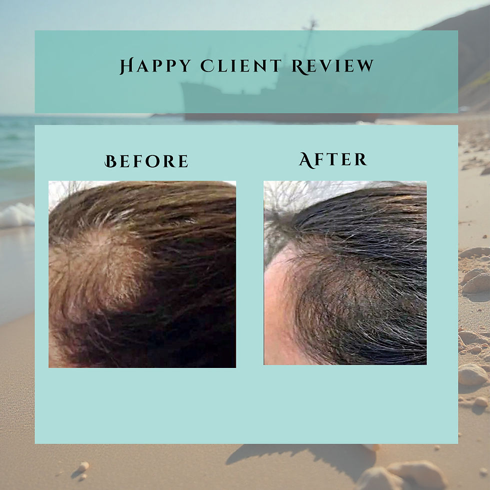 Thumbnail: Happy Client Review shows Before and After hair regrowth, Natural Treatment for Alopecia