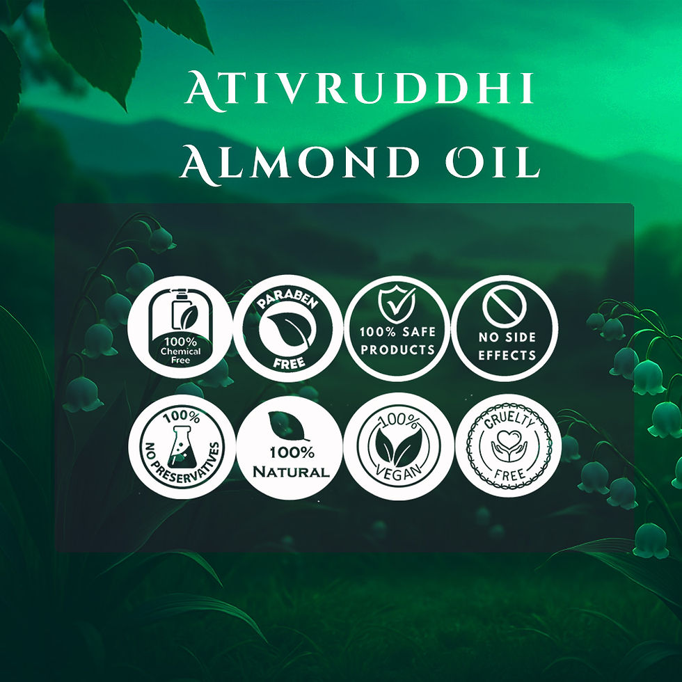 Thumbnail: Ativruddhi Almond Oil product with multiple icons and almond oil, Omiosam Natural.100% natural