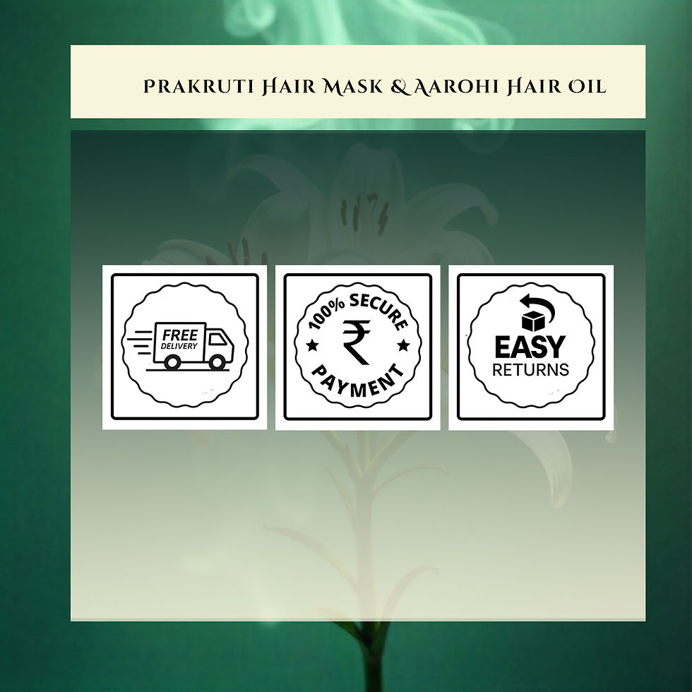 Thumbnail: Prakriti Hair Mask & Natural Hair Oil, icons for free delivery, payment, returns