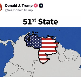 Trump publica mapa de Venezuela con bandera de EE. UU.