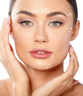 A close-up portrait of a woman with healthy, hydrated skin