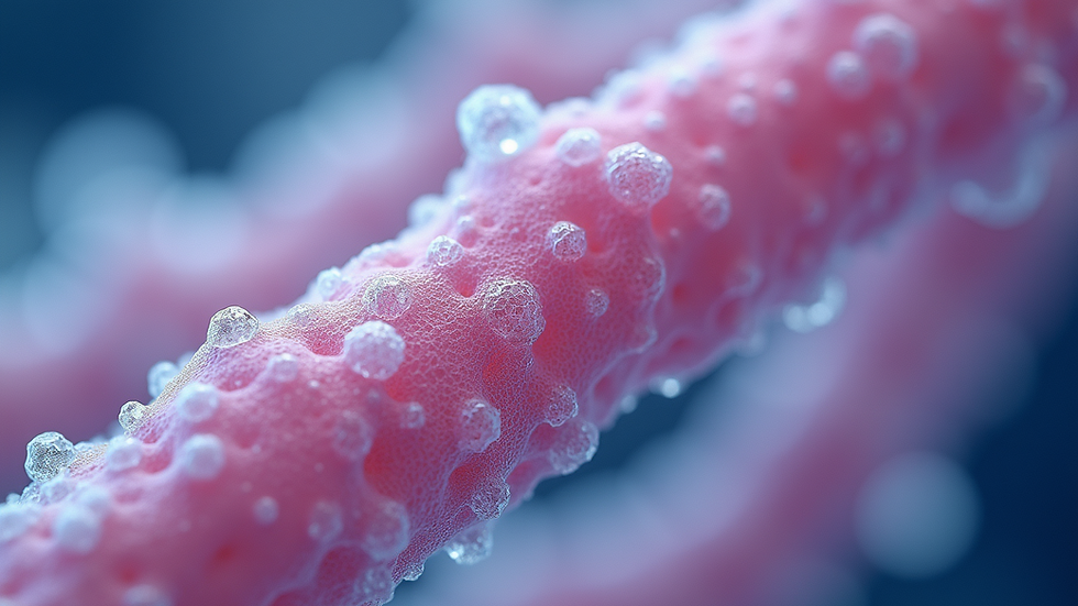 Close-up view of collagen fibres under microscope