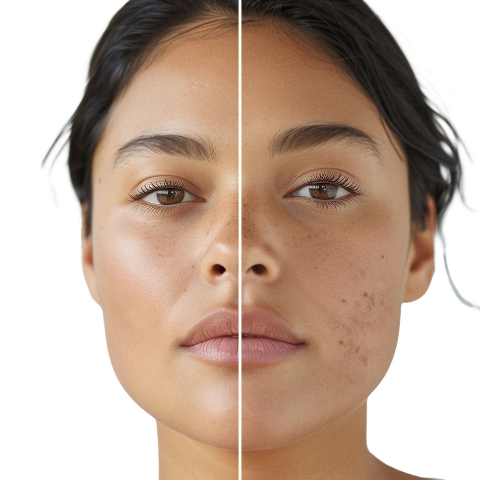 Close-up view of a skin surface showing pigmentation spots