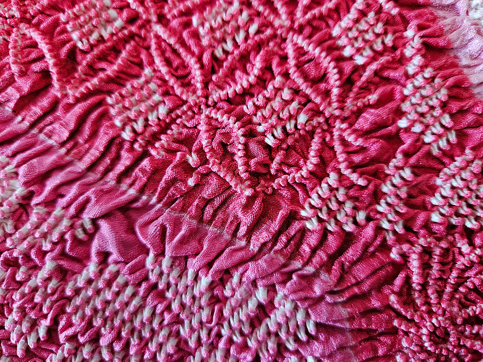 Thumbnail: Vintage Pepto Pink Silk Shibori Scarf: Japanese Kimono Obiage H1916
