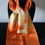 Thumbnail: Vintage Hand Dyed Silk Scarf: Japanese Kimono Obiage Orange & Gold H1823