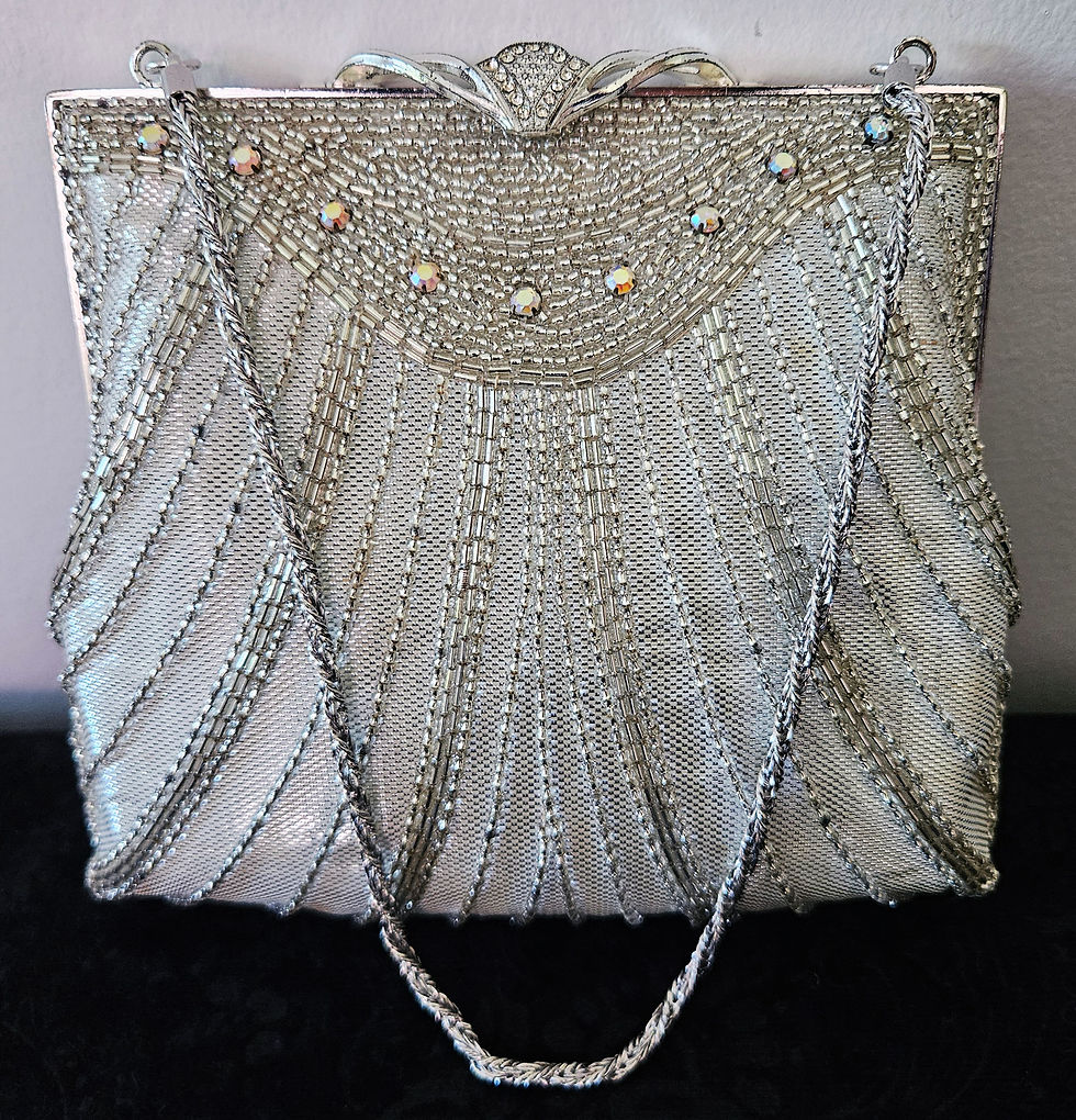 Thumbnail: Vintage Japanese Beaded Handbag H2359 Evening Bag Gold & Ivory
