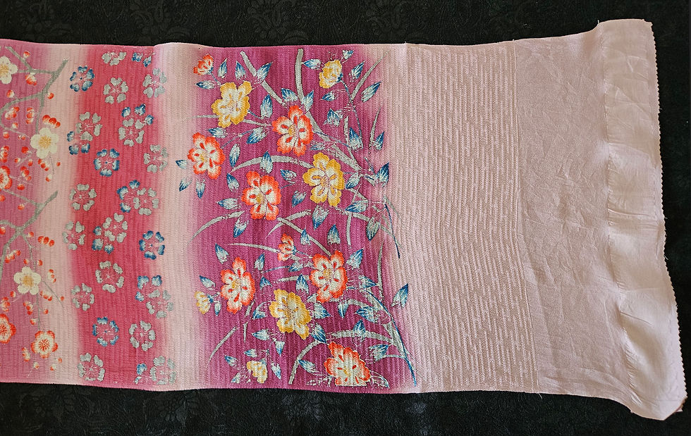 Thumbnail: Vintage Pink Hand Dyed Silk Scarf: Japanese Kimono Obiage H2182