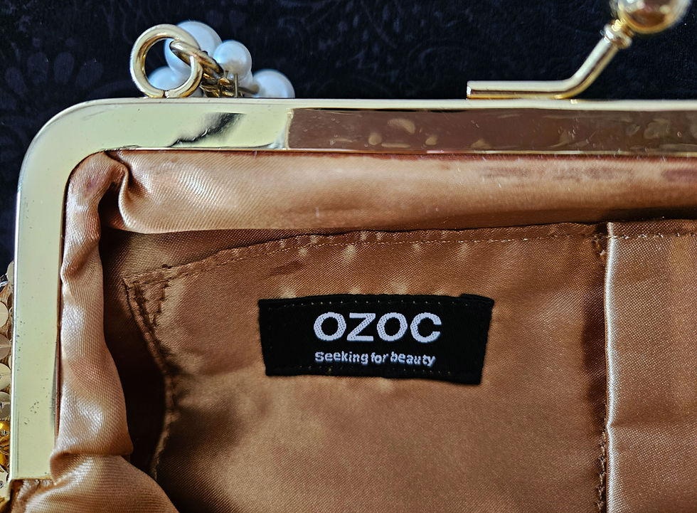 Thumbnail: Vintage Japanese Gold Sequined Handbag with Faux Pearls H2198 Purse OZOC Brand