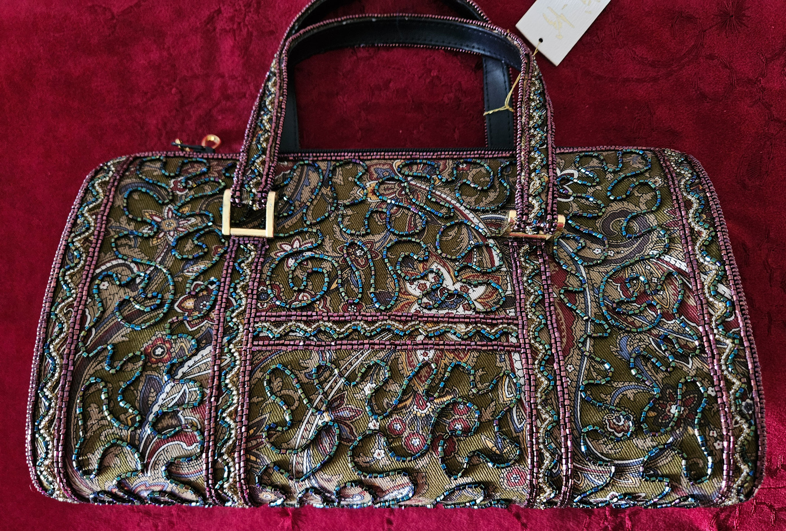 Japanese Silk Fabric Handbag H1972 - Paisley Satchel Handbag Vintage Purse