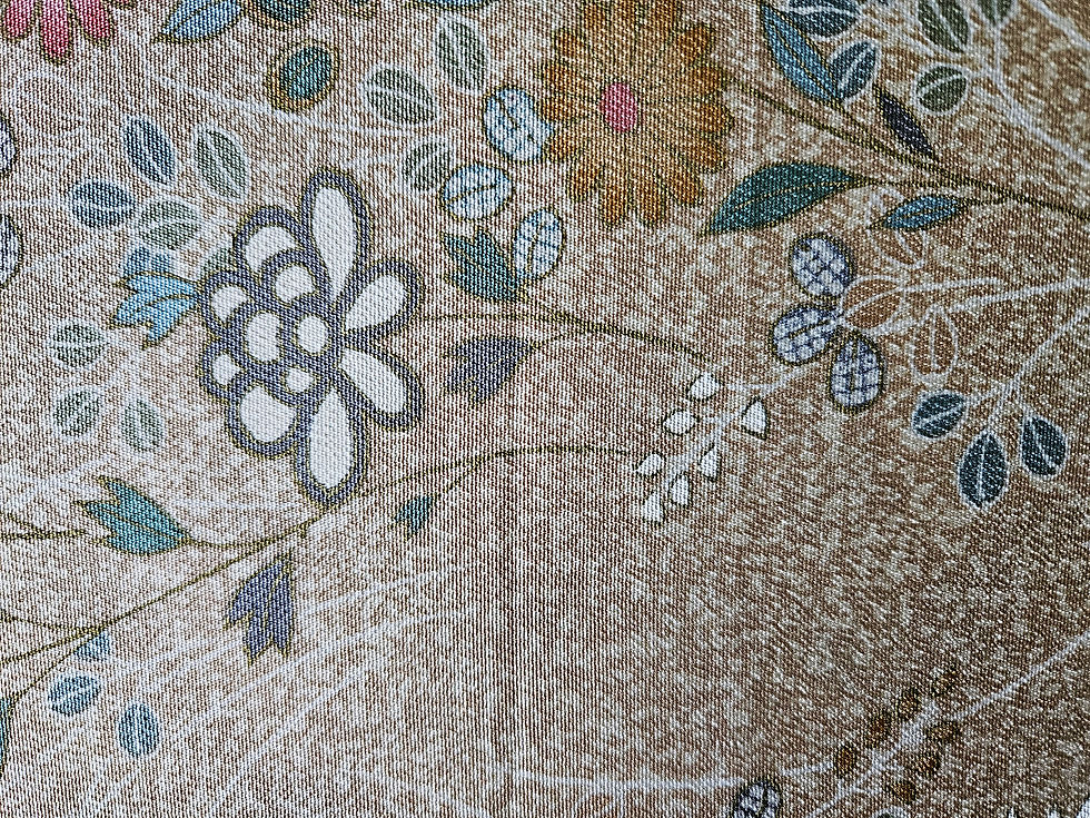 Thumbnail: Japanese Kimono Scarf S5409 - Soft Tan and Pastel Floral Silk