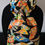 Thumbnail: Japanese Silk Kimono Scarf S5455 - Smooth and Soft Black Silk with Bright Fans