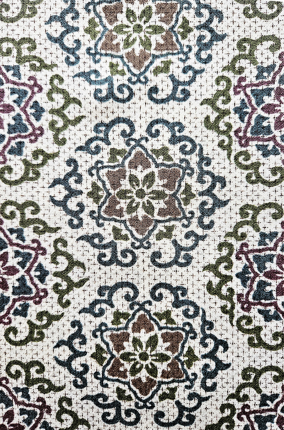 Thumbnail: Japanese Kimono Scarf S1270 - Ivory Medallion Wool Blend
