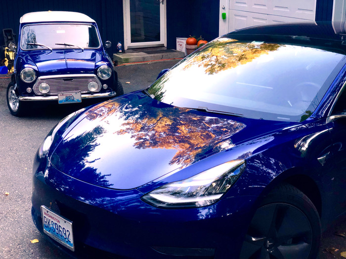Matching Mini Cooper Classic and Tesla Model 3