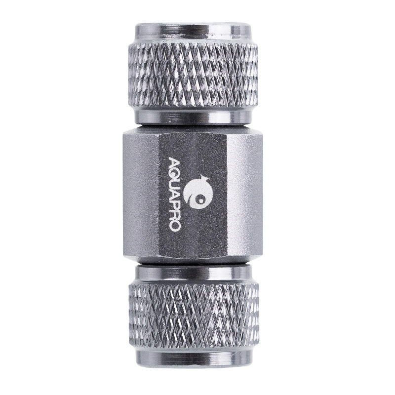 AquaPro aluminum alloy CO₂ check valve for aquarium CO₂ systems with double-way lock tubing connector