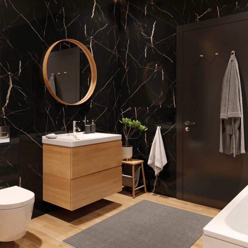 Miniatură: Panou de perete SPC 30x60 cm, CALACATTA BLACK, pachet 13 buc., arie 2.34 m²