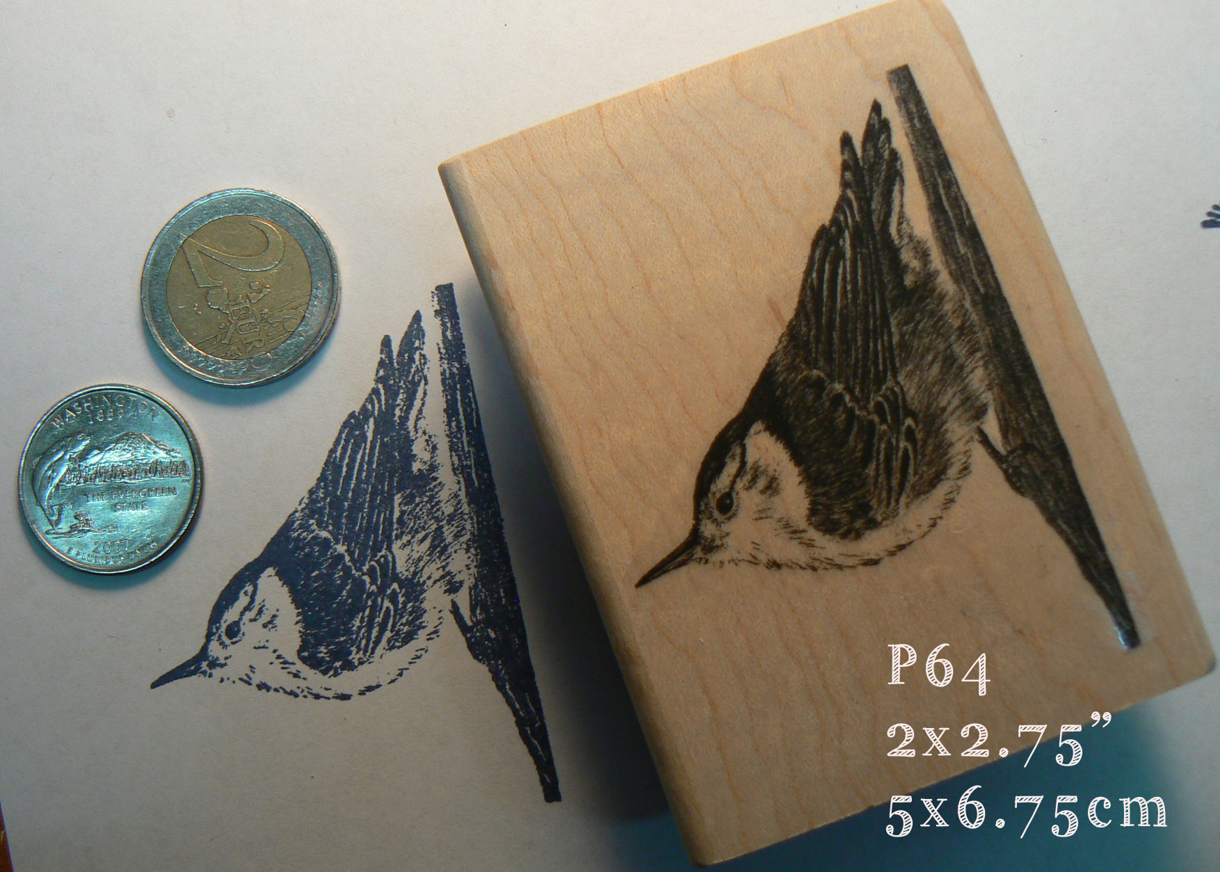 P64 Nuthatch Bird Rubber Stamp