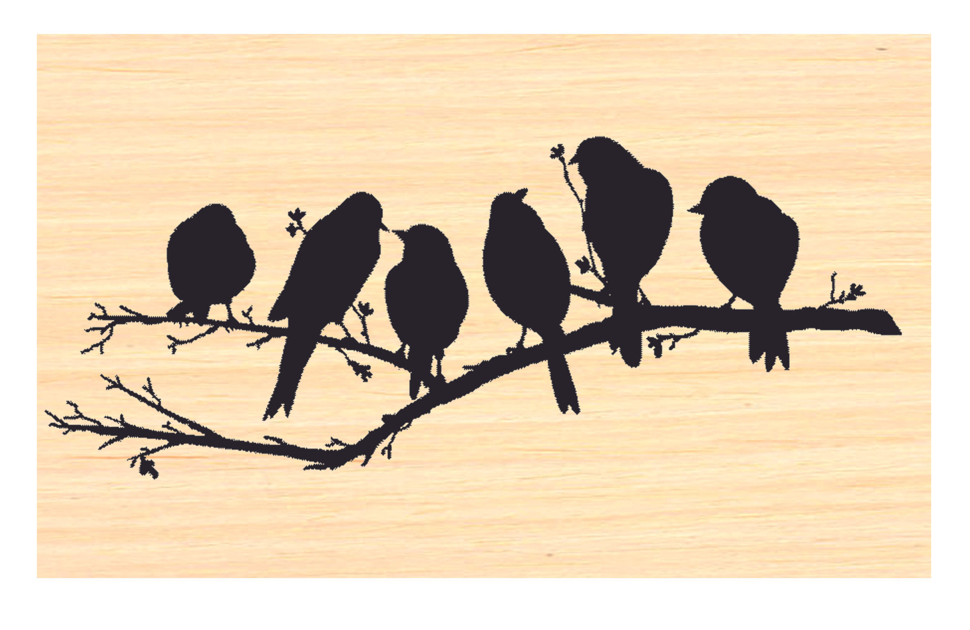 P93 Birds on Branch Rubber Stamp