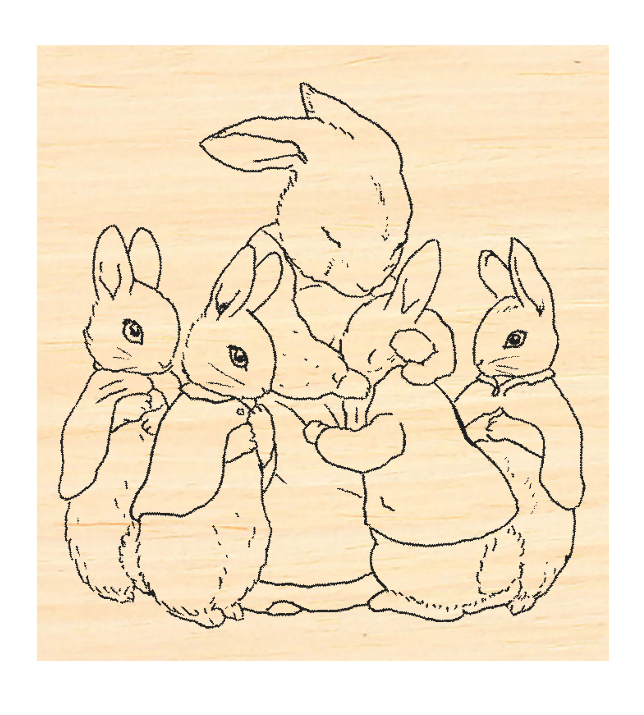 P128 Peter Rabbit with family Rubber Stamp