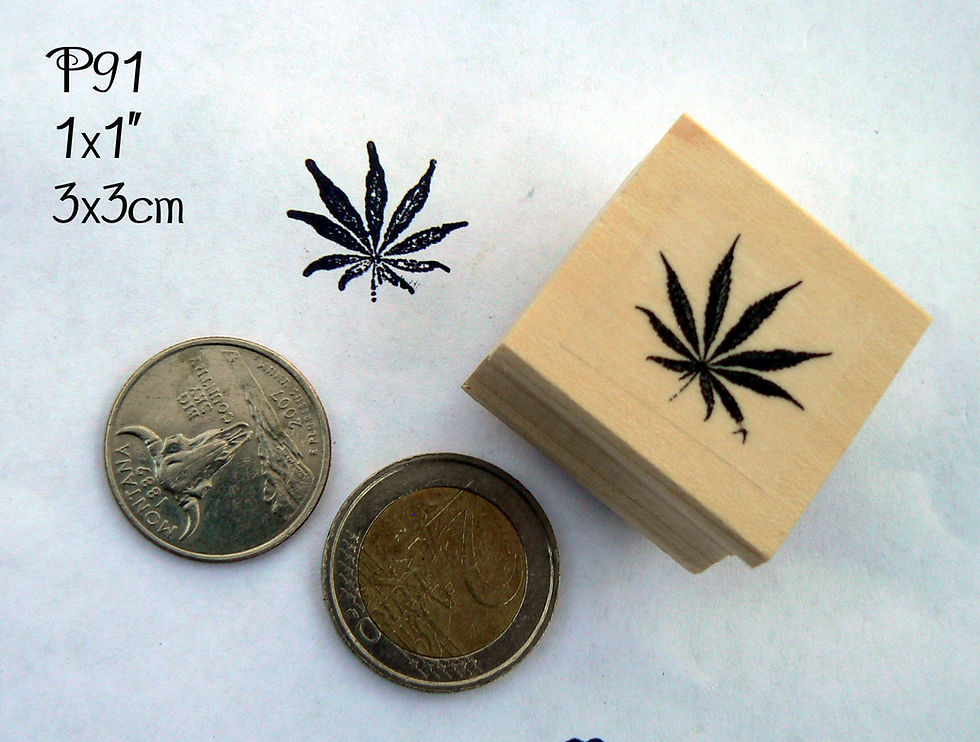 P91 Marijuana leaf rubber stamp WM