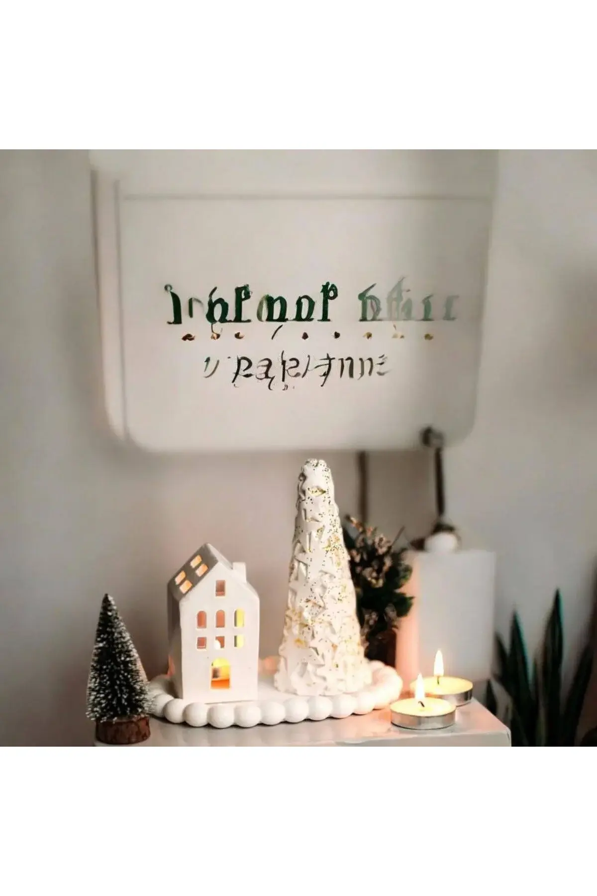 Bubble Tabak Ağaç Ev Stand Tealight Mumluk Yılbaşı