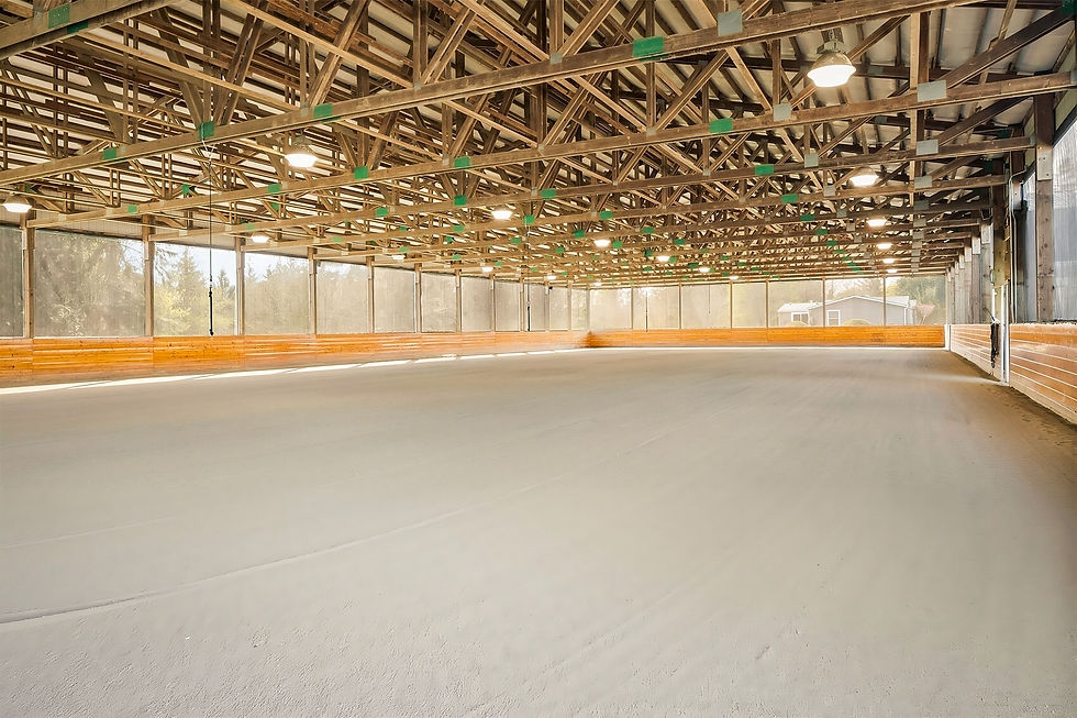 Full size mirrored Seven Hills Training arena with premium footing in Monroe, Washington