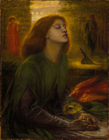 Beata Beatrix, c.1864-70, by Dante Gabriel Rossetti, oil on canvas, 86 x 88 cm, Public Domain, via Wikimedia Commons