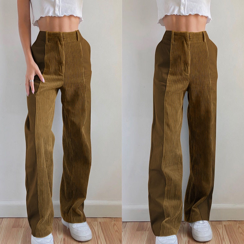Thumbnail: Rapwriter Vintage Patched Corduroy Pants Women Fashion