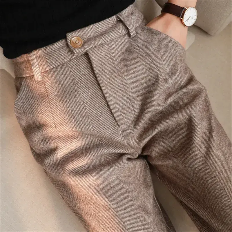 Thumbnail: Woolen Pants Women's Harem Pencil Pants 2024 Autumn Winter High Waisted Casual