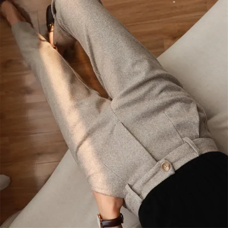 Thumbnail: Woolen Pants Women's Harem Pencil Pants 2024 Autumn Winter High Waisted Casual