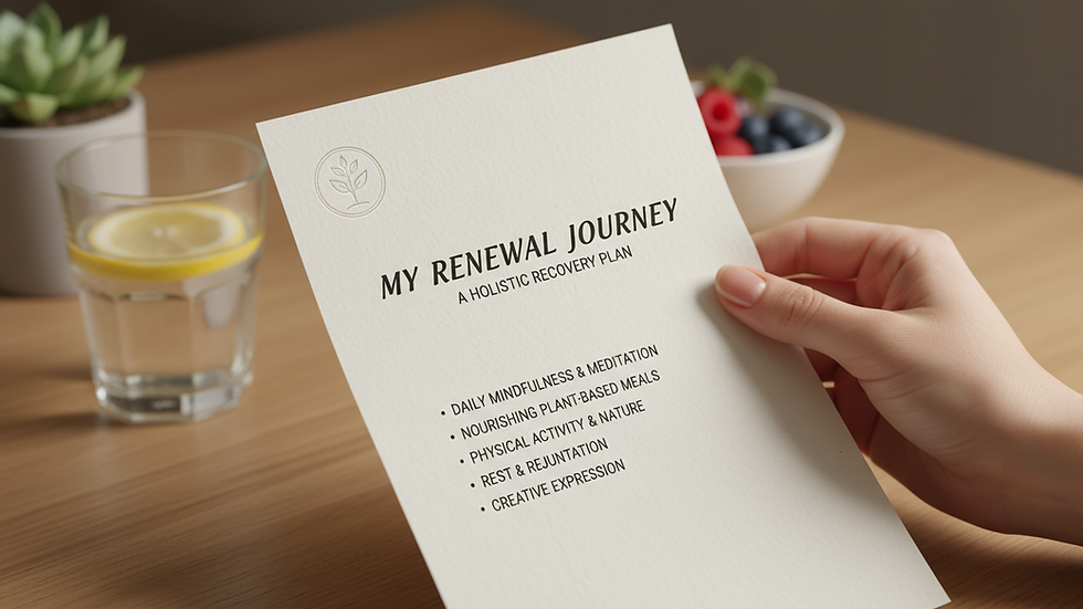 Close-up of a hand holding a personalised recovery plan document