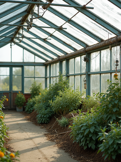 the interior of a custom greenhouse