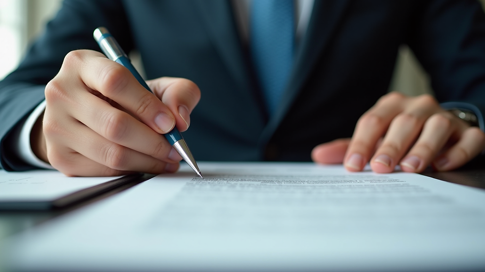 Eye-level view of a notary public verifying a document