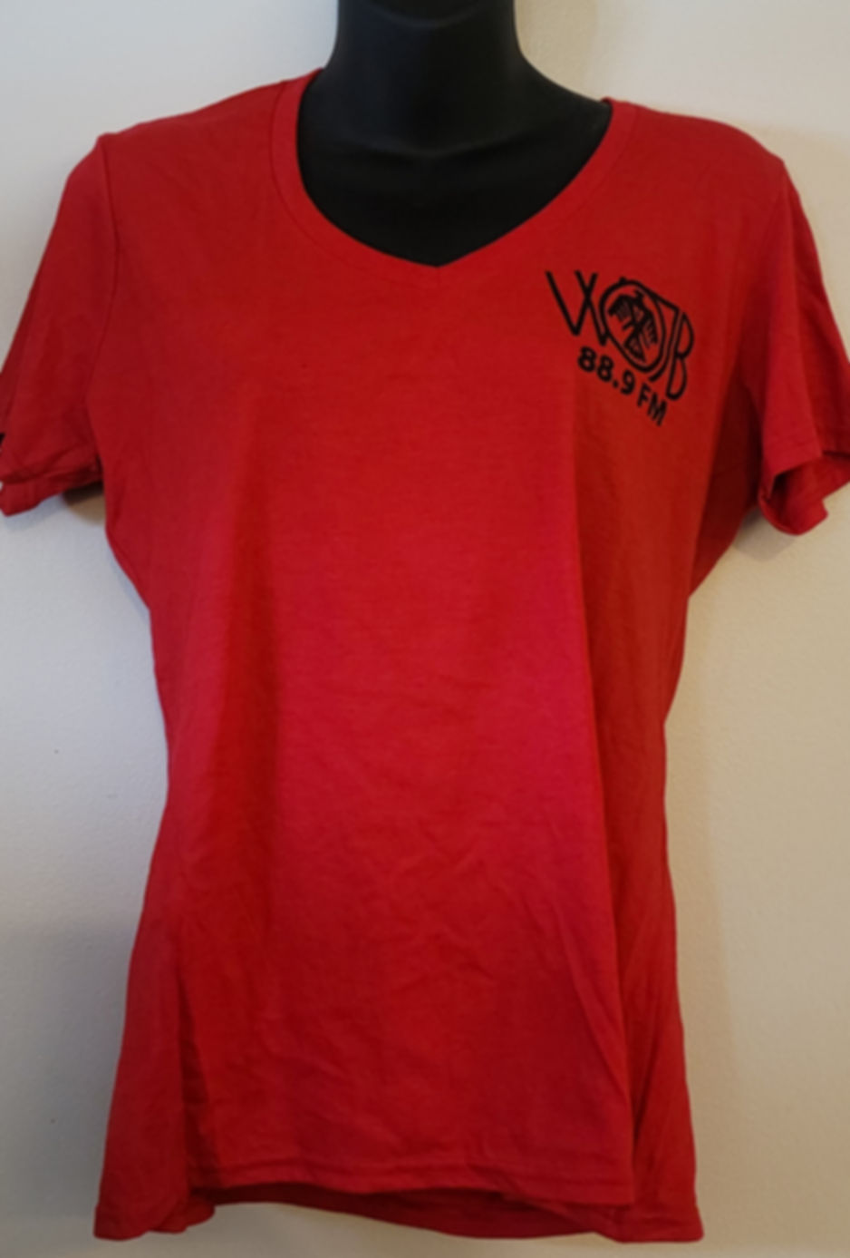 Women's Red V-Neck WOJB T-Shirt