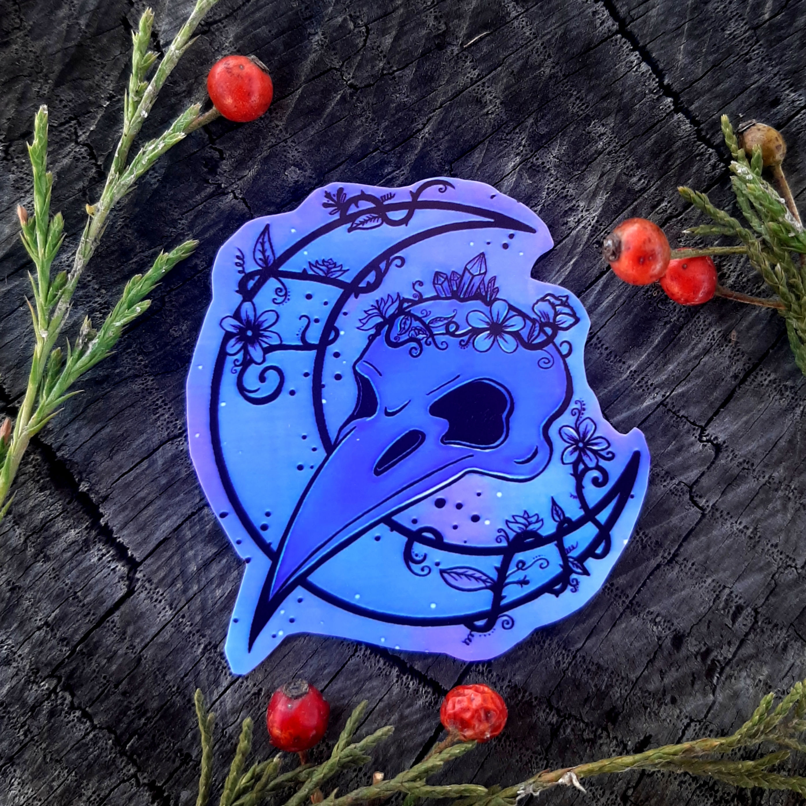 Purple Bird Skull Sticker