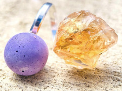 Prsten fialová kulička a citrín