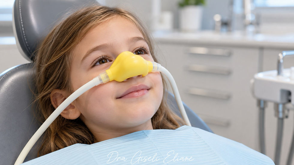 A mistura é inalada por uma pequena máscara nasal.