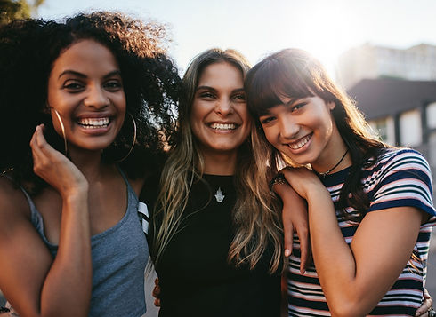 Smiling group of diverse women friends