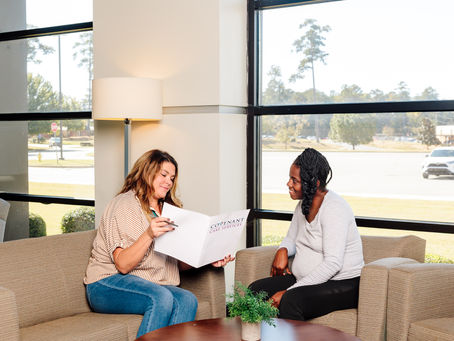 covenant care counselor meeting with pregnant woman