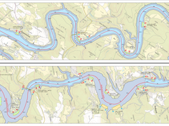 Mapa Slapské přehrady s vyznačeným omezením plavby