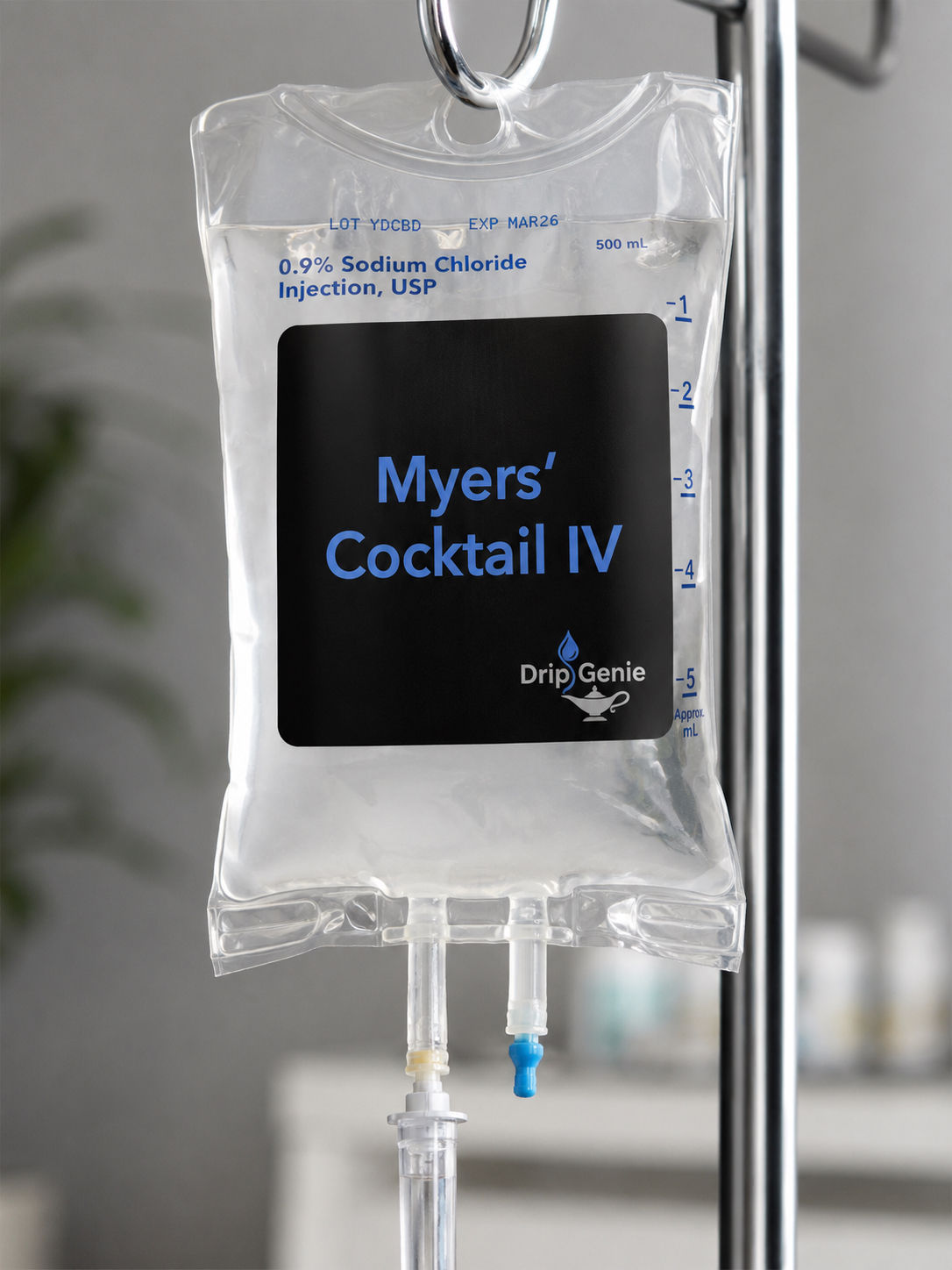 Myers cocktail IV hydration with B vitamins vitamin C and magnesium