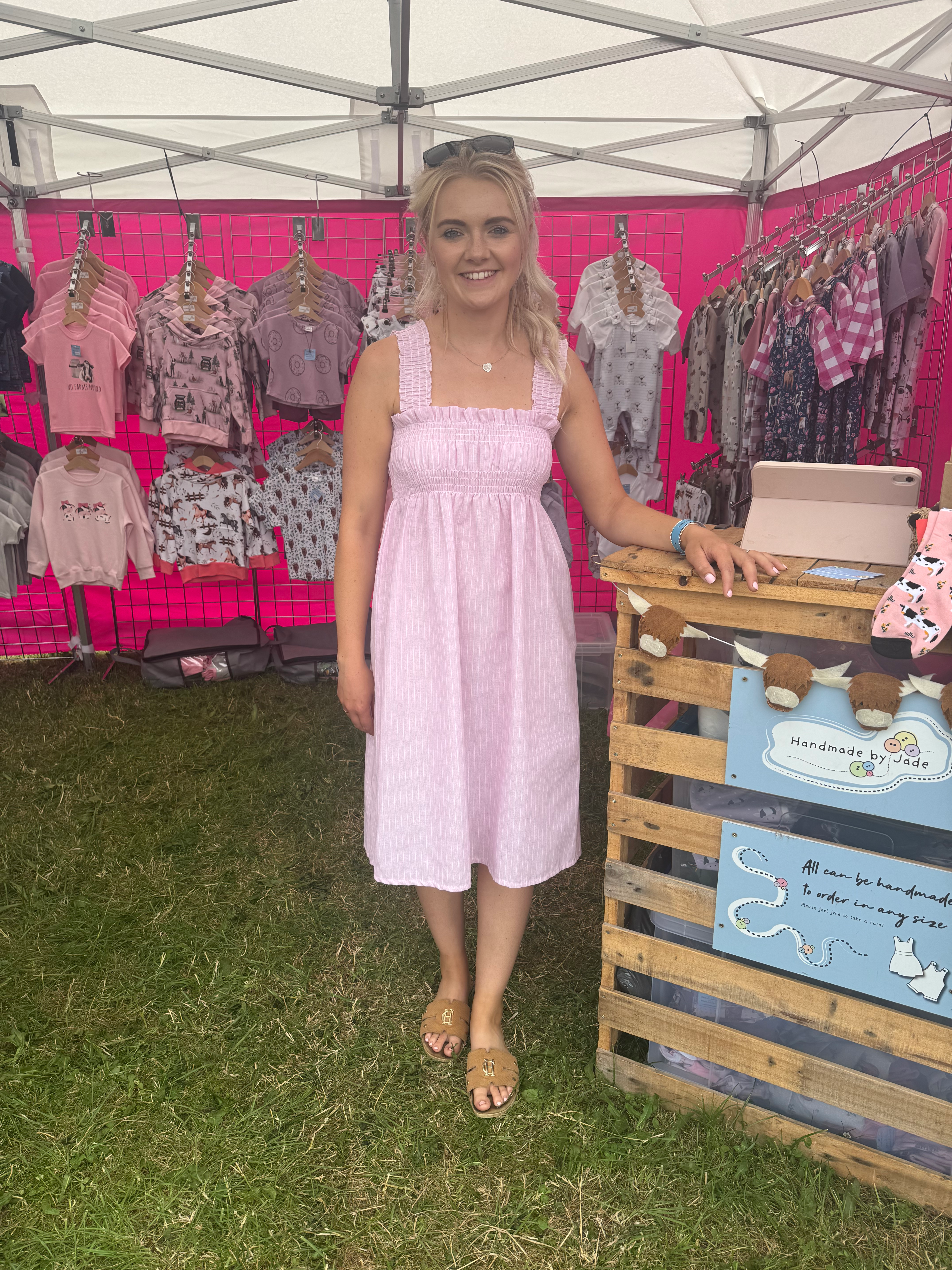 Pink Shirred Mini Dress
