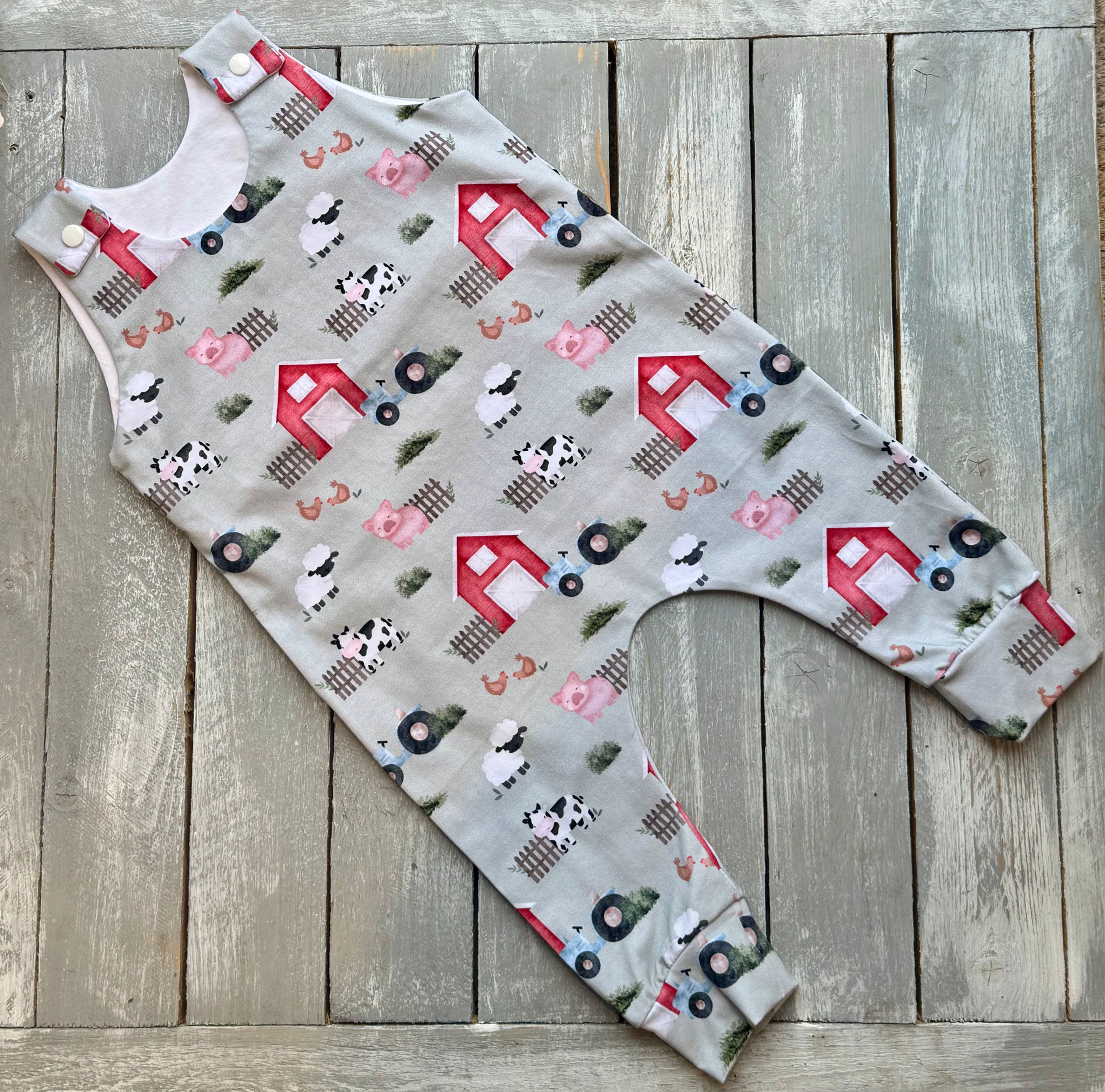 Farmyard Romper - White Lining 