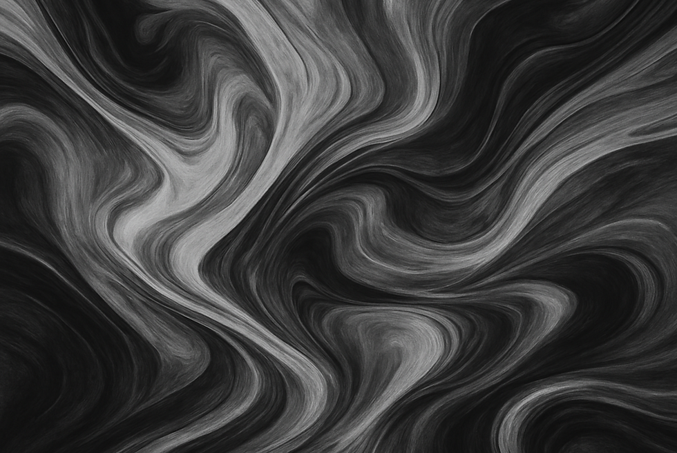 Monochromatic abstract art print featuring swirling black, white, and gray digital marble or liquid ink textures.